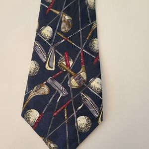 Golf Clubs & Balls Navy Tie